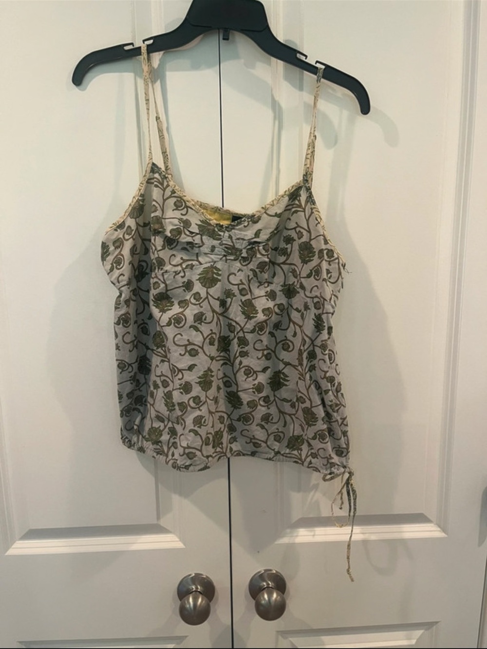 Vintage Y2K Gap Size Large floral cami olive green dusty blue spagetthi strap
